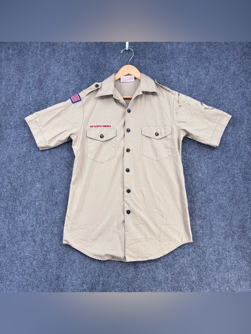 Boy Scouts Of American Beige Button Down Short Sleeve Shirt Men’s S